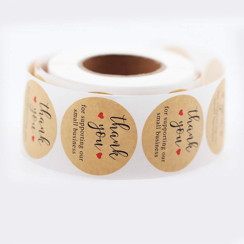 YOGET 1.5'' Thank You for Supporting Our Small Business, Kraft Paper Thank You Stickers, 500 Labels Per Roll - Image 4